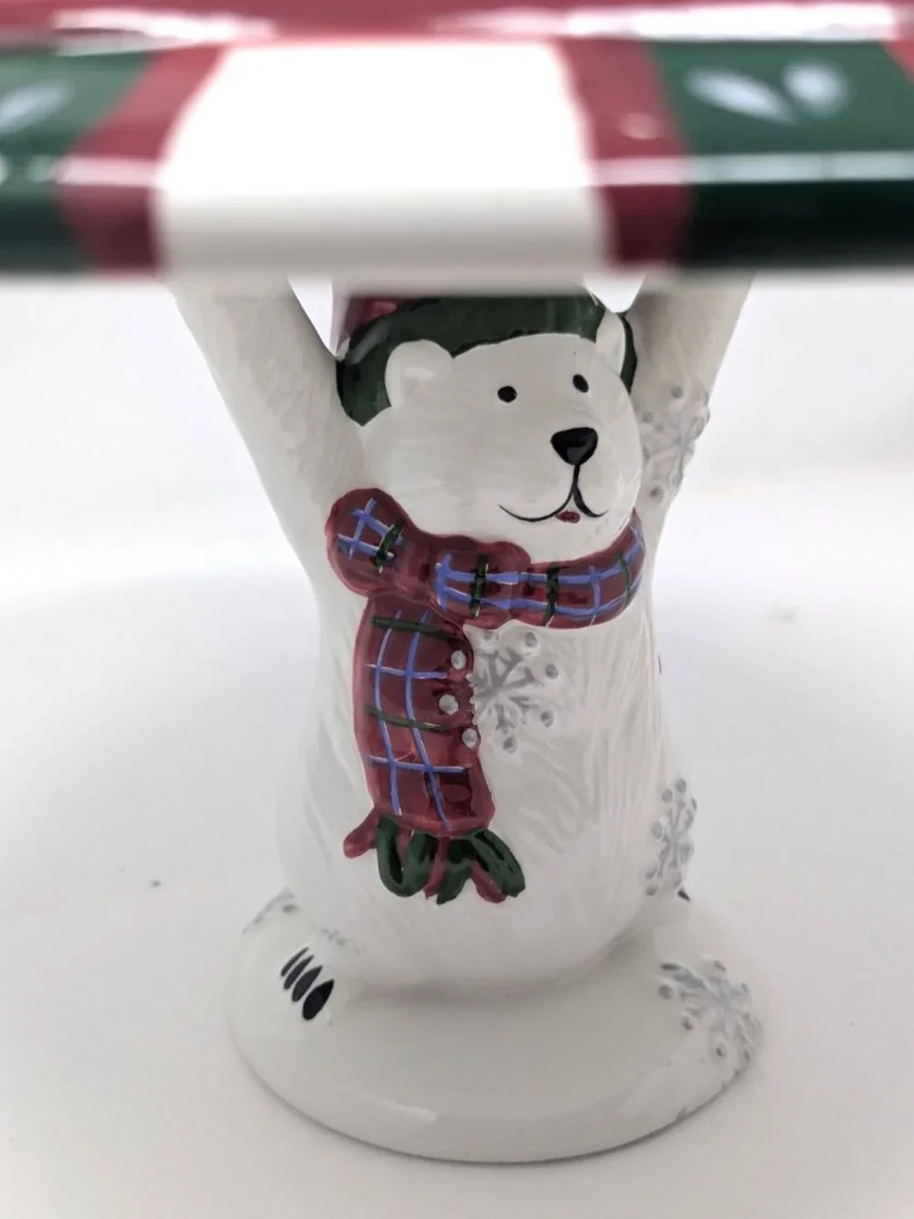 Pfaltzgraff Christmas Pedestal Plate Snow Bear Holiday Cake or Petit Four NIB